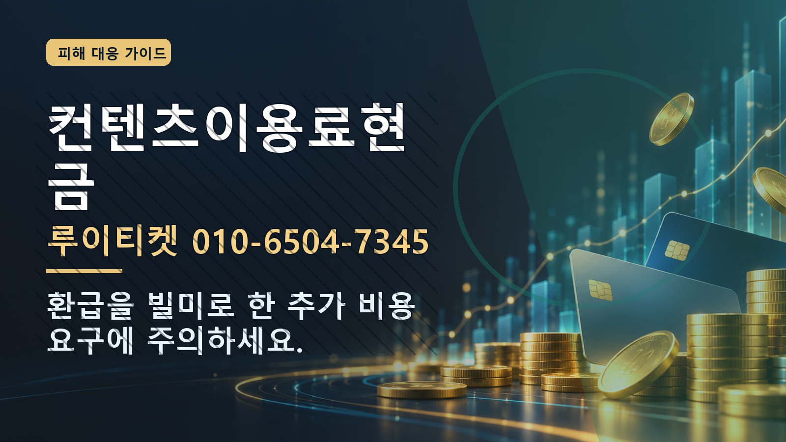 컨텐츠이용료현금: 루이티켓 010-6504-7345 · 환급을 빌미로 한 추가 비용 요구에 주의하세요.